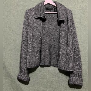 Express women’s gray knit zipper sweater gray